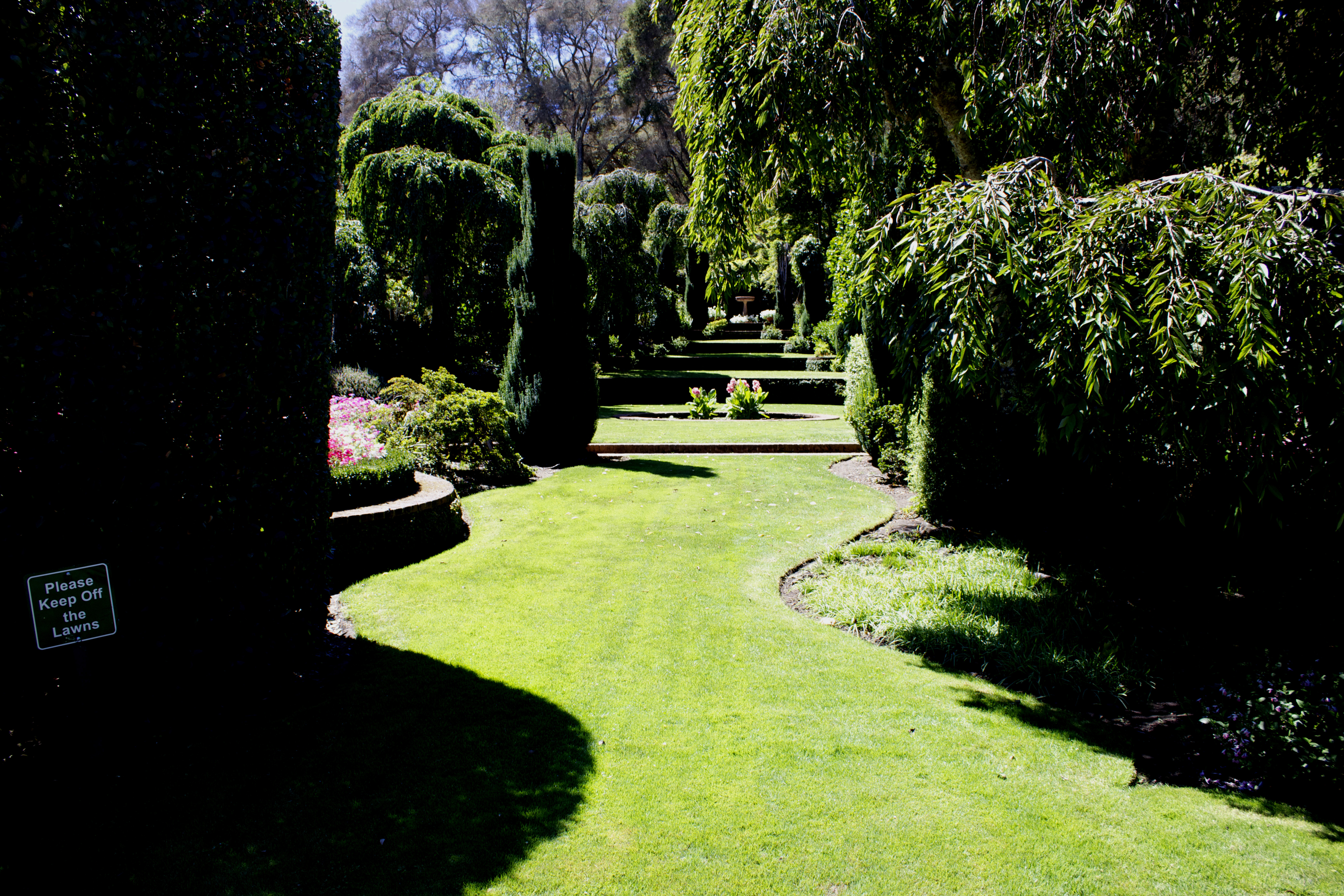 The lawn at Filoli Gardens. Notice the sign "Keep off the Grass".